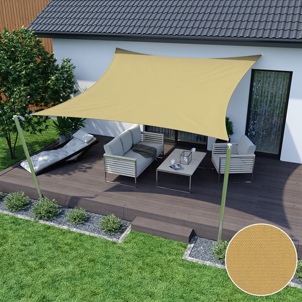 Vandtæt Codura skyggesejl 5x5 m beige