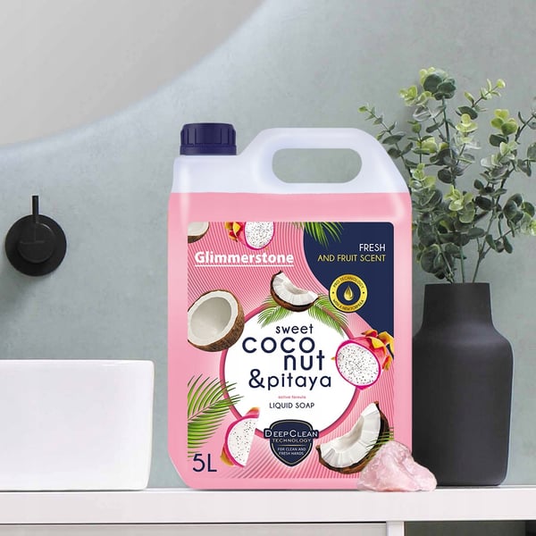 Cremet flydende håndsæbe med frisk kokos og pitaya, dokumenteret kvalitet, 5L