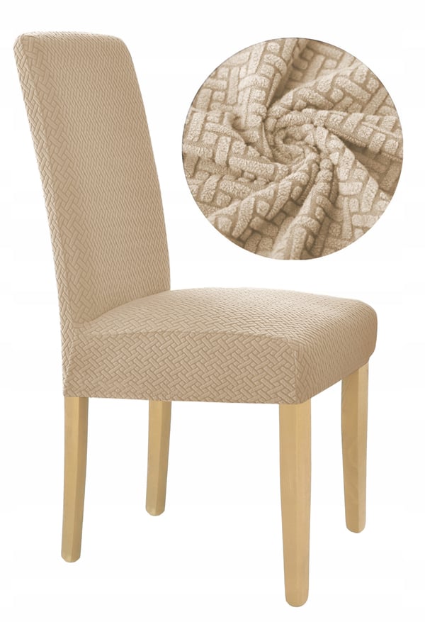 Beige elastiskt jacquard stolskydd