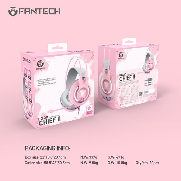 Fantech HG20 Chief gaming mikrofon RGB-høretelefoner rosa
