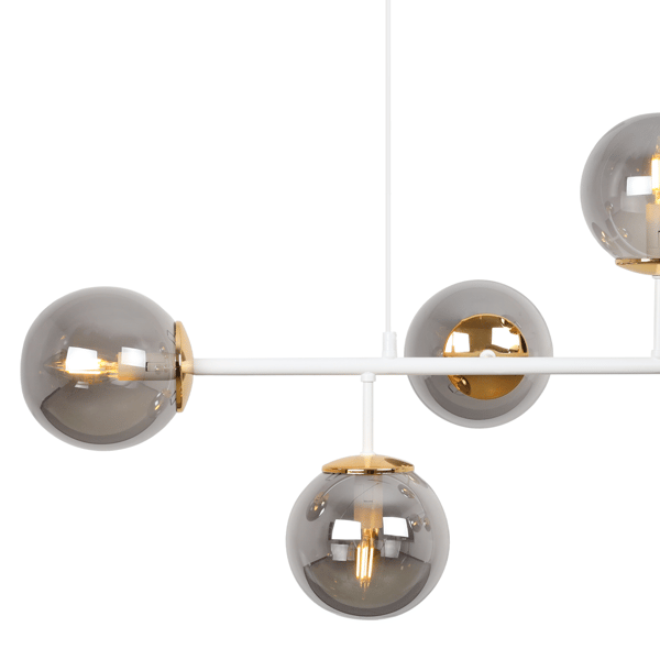 SIENA LOFTLAMPE HVIDGULD 6 FLAD GRAFITLAMPE E14 LANGE ARME