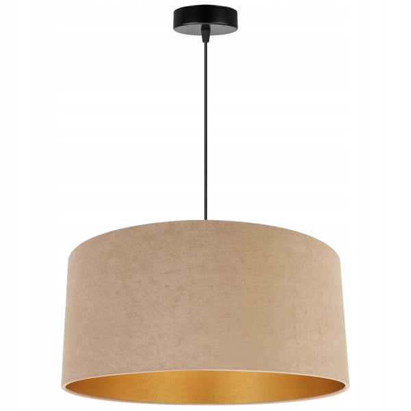 HÆNGENDE LAMPE LOFTSKRONE GYLDEN FLØJLSSKÆRM