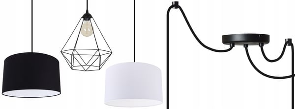 Lofthængende lampe med trådskærm og edderkop