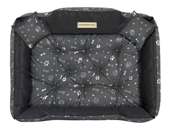 Hundeseng kennel KINGDOG 100x75 cm personliggjort vandtæt ben sølv