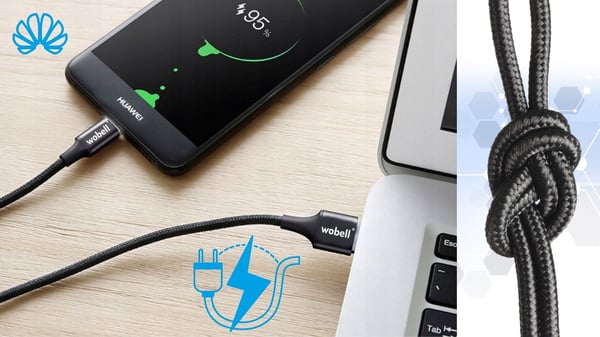 USB-C QC 3.0 2.4A -kaapeli, 1,8 metriä pitkä