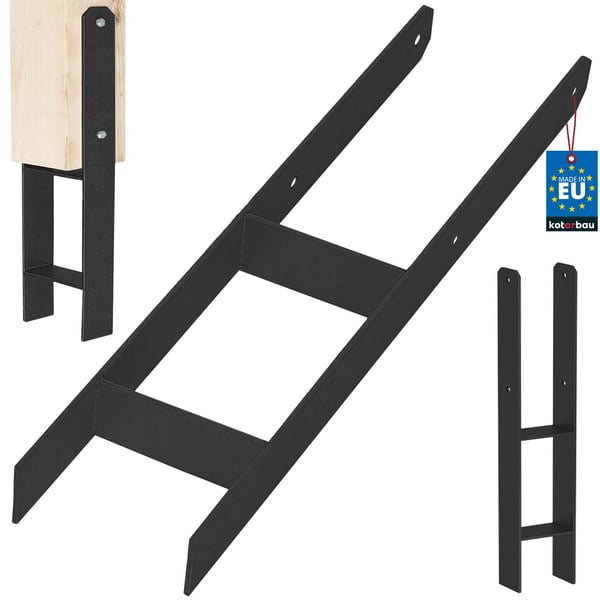 H-stolpefod til indstøbning, sort, galvaniseret, 140 mm