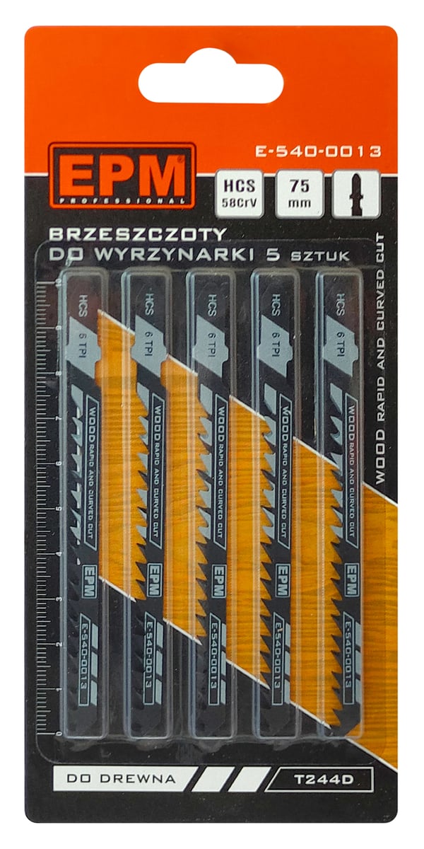 STIKSAVSBLAD 74MM 6TPI TRÆ T244D 5 STK - E-540-0013