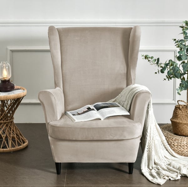 Päällinen nojatuoliin, viileä BEIGE, joustava sametti [22E12]
