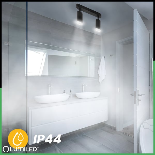 Taklampa reflektorspot LED 2x GU10 IP44 ADERO svart Lumiled