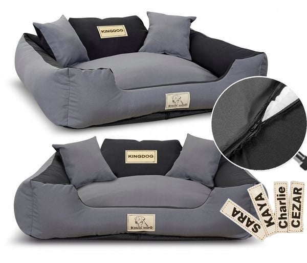 Koiran sänky koirankoppi KINGDOG MM43 75x65 cm personalisoitu purettava liukumaton tummanharmaa