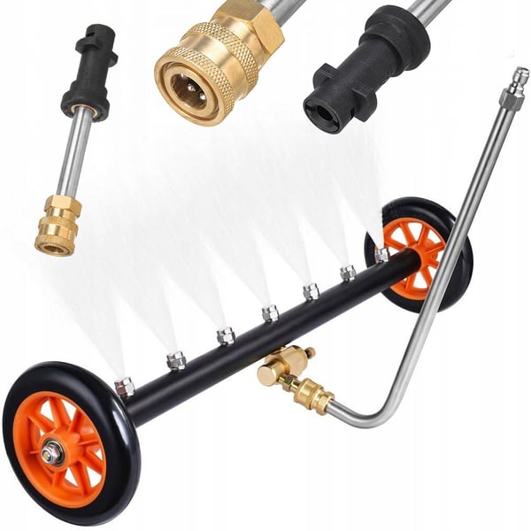 Rosfix Undervognsvaskelanse på hjul med 1/4" lynkobling - 7 dysehuller + Lanse / Adapter (1/4QRC-Kärcher K) Bajonet til tilslutning af tilbehør