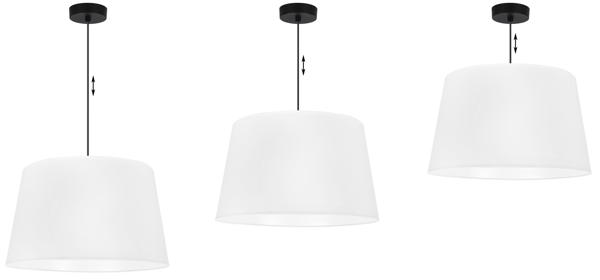 GAJA HÆNGELAMPE SORT KEGLE 1 FLAD HVID LAMPESKÆRM 44CM