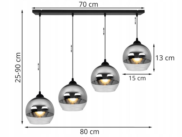 ELEGANT HÆNGELAMPE, GLASLAMPE, KROM LED