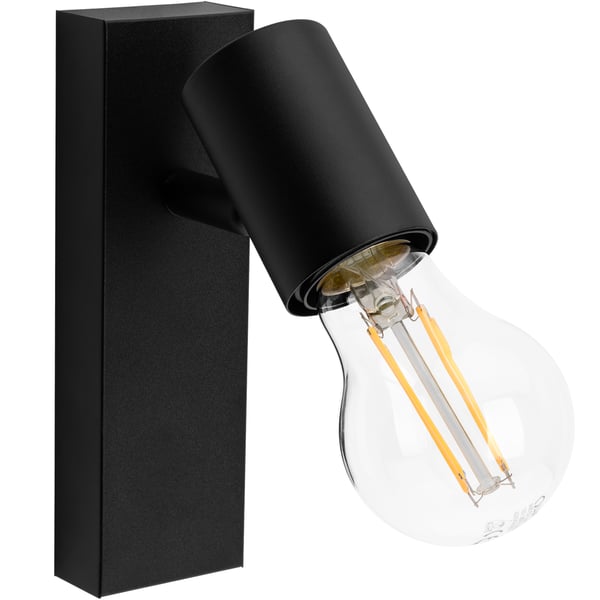 Væglampe LED Spotlight Loft Flytbar Wall Spot E27 GLASA Sort Lumiled