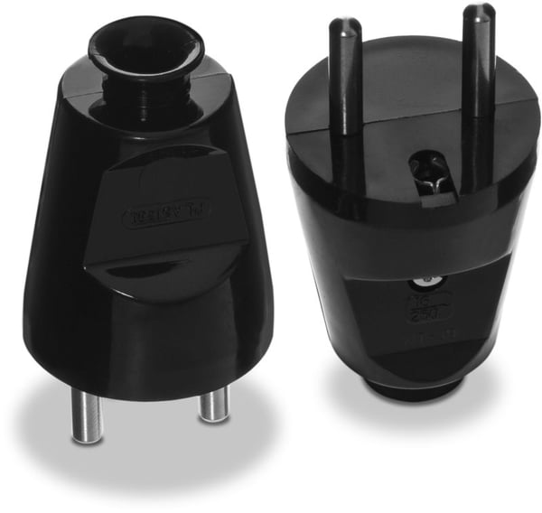 LIGE, AFTAGELIGT STIK 2P+Z, 16A, 250V SORT - VT-301-0035