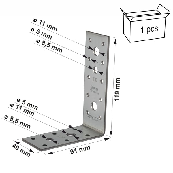AG40312 kulmayhdin 119x91x40x3mm