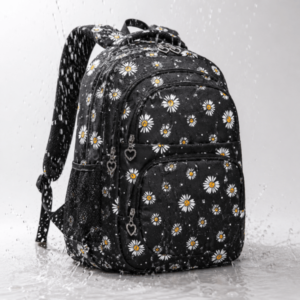 Daisy Print -koulureppu tytöille, 3-in-1 -setti, penaali, lounasrasia