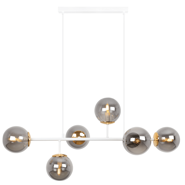 SIENA LOFTLAMPE HVIDGULD 6 FLAD GRAFITLAMPE E14 LANGE ARME