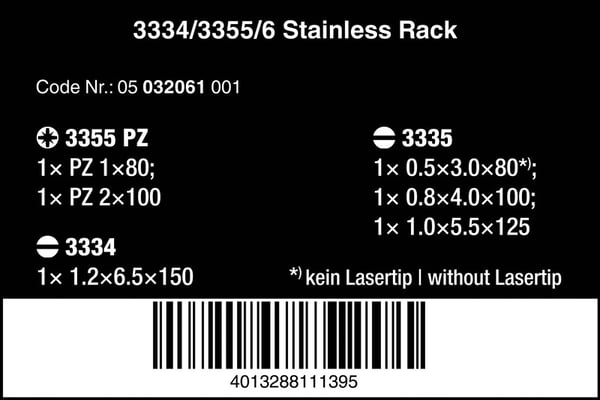 SKRUETRÆKKERSÆT I RUSTFRIT STÅL + OPHÆNGNING, 6 DELE - W05032061001