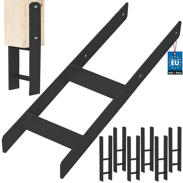 KOTARBAU® H-søjlefod til vægmontering, anker, sort galvaniseret stål, 160 mm, 6-pak