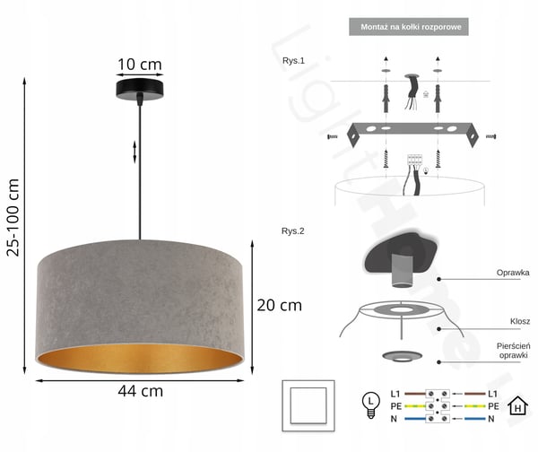 HÆNGENDE LAMPE LOFTSKRONE GYLDEN FLØJLSSKÆRM