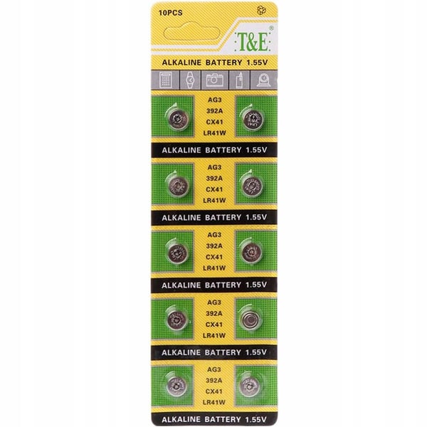 AG3 / LR41 alkaliske batterier 10 stk.