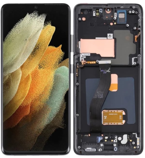 Samsung Galaxy S21 Ultra 5G LCD-skærm og pegteskærm OLED sort med ramme