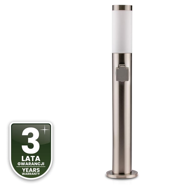 Trädgårdslampa utomhus E27 INOX stolpe 65cm med uttag 230V Lilium LUMILED