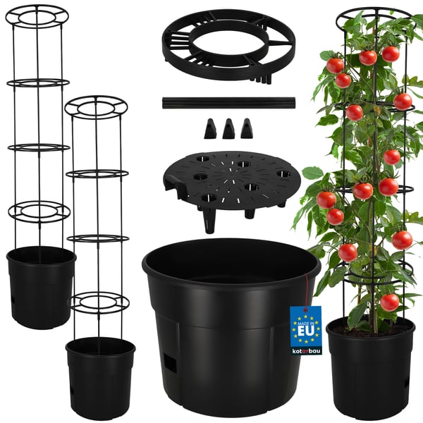 Kruka för tomatodling med stege för balkongen svart 39 cm set om 2