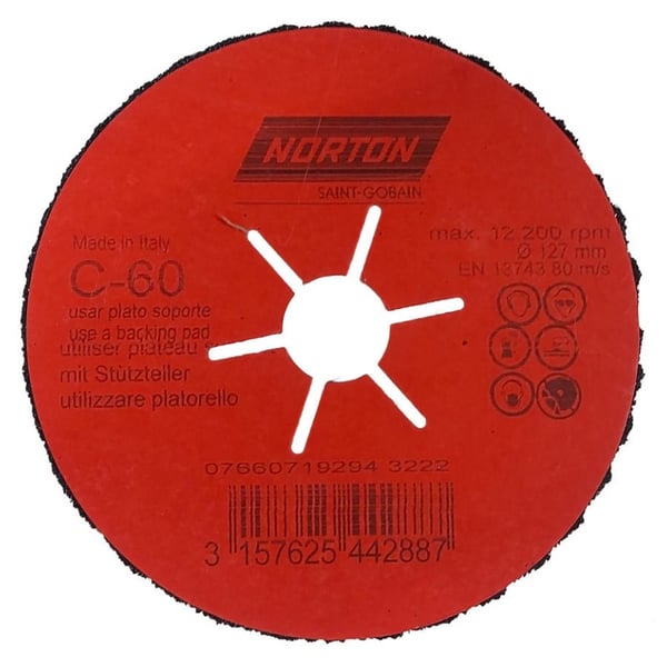 SEMI-FLEKSIBEL SKIVE NORTON CP FLEX 127MM P.60 - P8 CP127 60