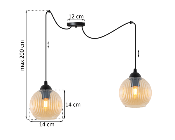 RIFFLE SPIDER HÆNGELAMPE SORT 2 FLADE HONNINGKUGLE LAMPE E27