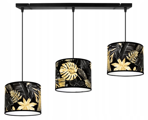 Lofthængende lampe, lampeskærm, gyldne blomster, LED