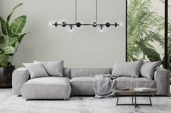 SIENA SORT HÆNGELAMPE 8 FLAD KLAR LAMPE E14