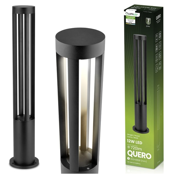 Trädgårdslampa stolpe utomhus stående 12W LED 4000K QUERO 80cm LUMILED