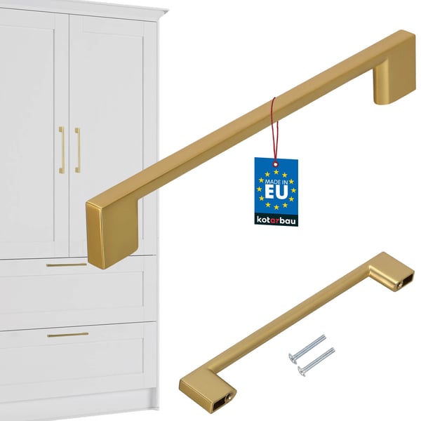 KOTARBAU køkkengreb klassisk moderne aflang guld 190 mm afstand 160 mm
