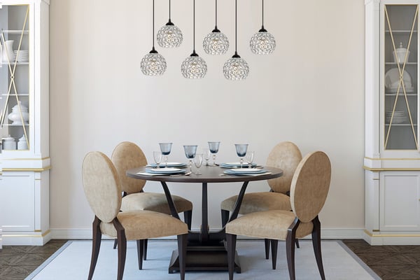 Kromhængende lampe med LED-krystal til loftet