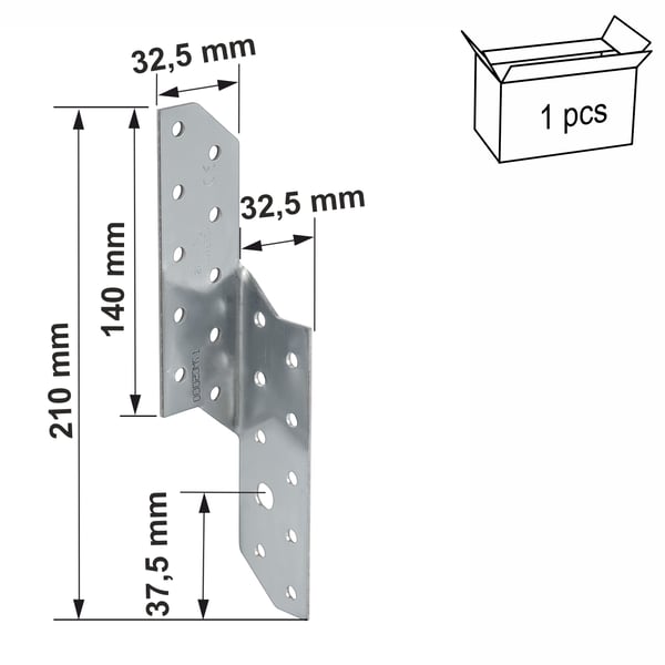 Spær-åse-forbindelse SPF210R 210mm Højre