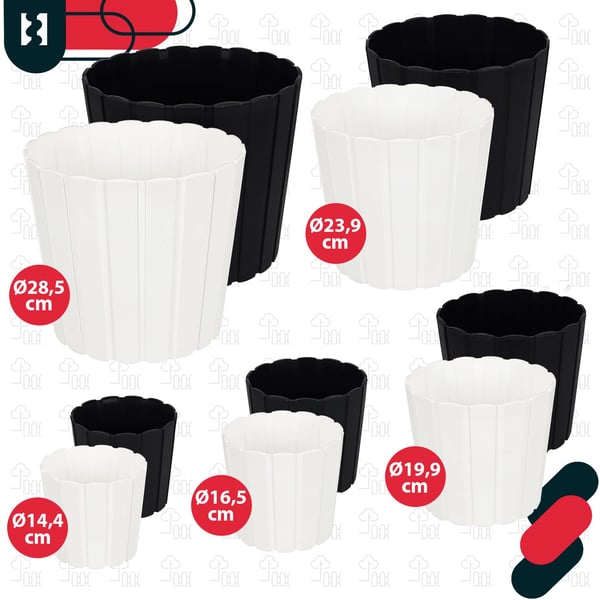 Plastkruka för blommor och örter vit 29 cm 6 st
