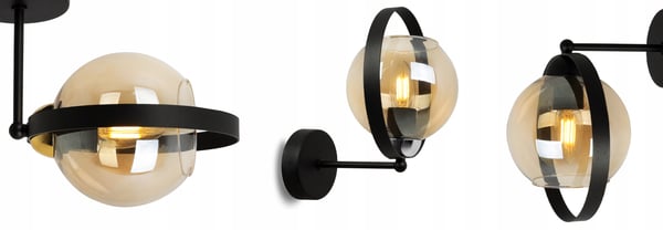 MODERNE VÆGLAMPE MED HONNINGRING I GLAS