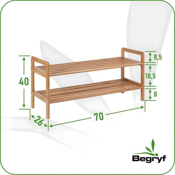 SRB24 Begryf skoskåpsställ i bambu 70x26x40 cm