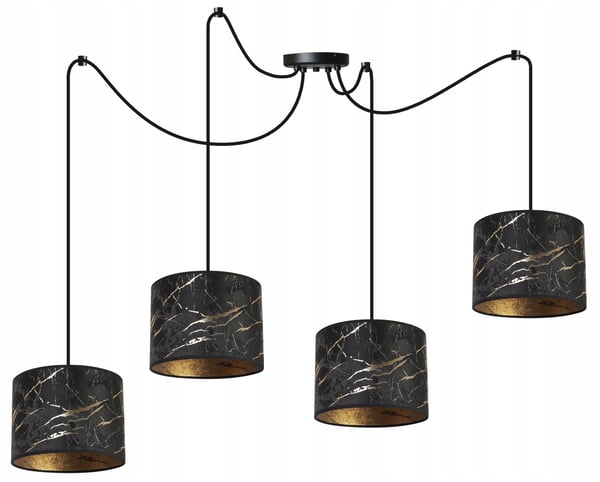 Lofthængelampe, lampeskærm med edderkoppemotiv, guld