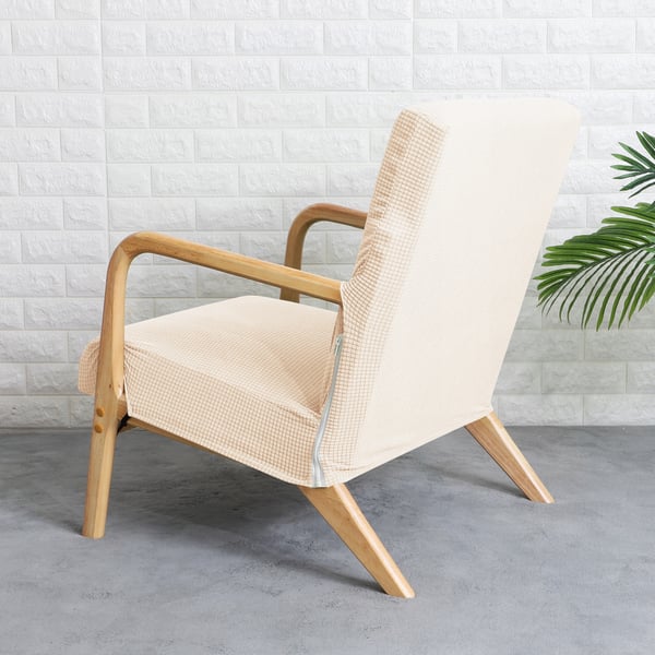 Finka nojatuolin päällinen kermanvärinen BEIGE paksu jacquard