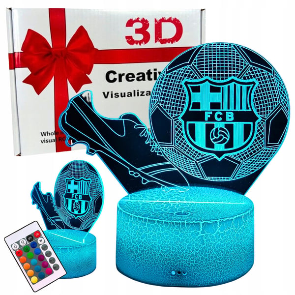 Nattbordslampa för barn FC Barcelona Fotboll 16 LED 3D + Fjärrkontroll Nattbordslampa för barn FC Barcelona Fotboll 16 LED 3D + Fjärrkontroll