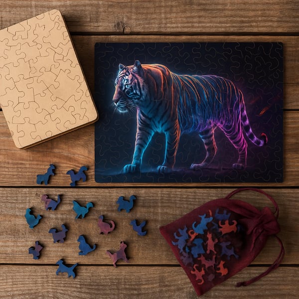 Pedagoginen puupusle A3 Magic Tiger lapsille ja aikuisille 240 osaa suuret