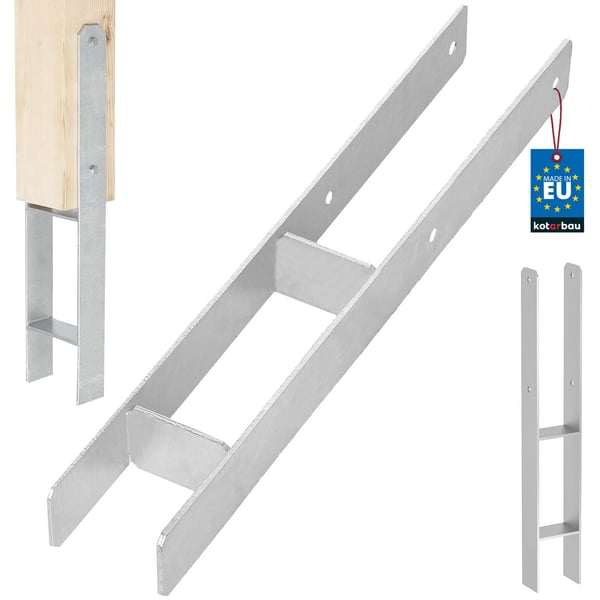 H-formet pilarfod til indstøbning, konsol, galvaniseret stålankerpind, 80 mm