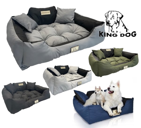 Hundeseng kennel KINGDOG 115x95 cm personaliseret vandtæt mørkegrå