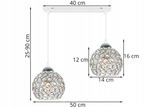 Kromhængende lampe med LED-krystal til loftet