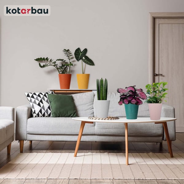 KOTARBAU® sæt med rosa blomkrukker 15 cm og rosa stativ 58 cm til blomster keramik og plast orkidéset