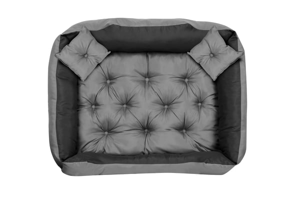 Hundeseng kennel 55x45 cm personaliseret grå