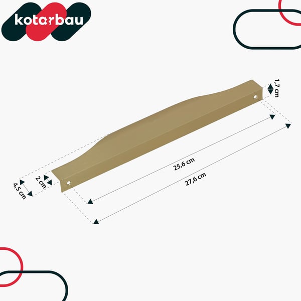 KOTARBEAU® Modern Edge møbelgreb aluminium mat guld 256/276 mm sæt à 6